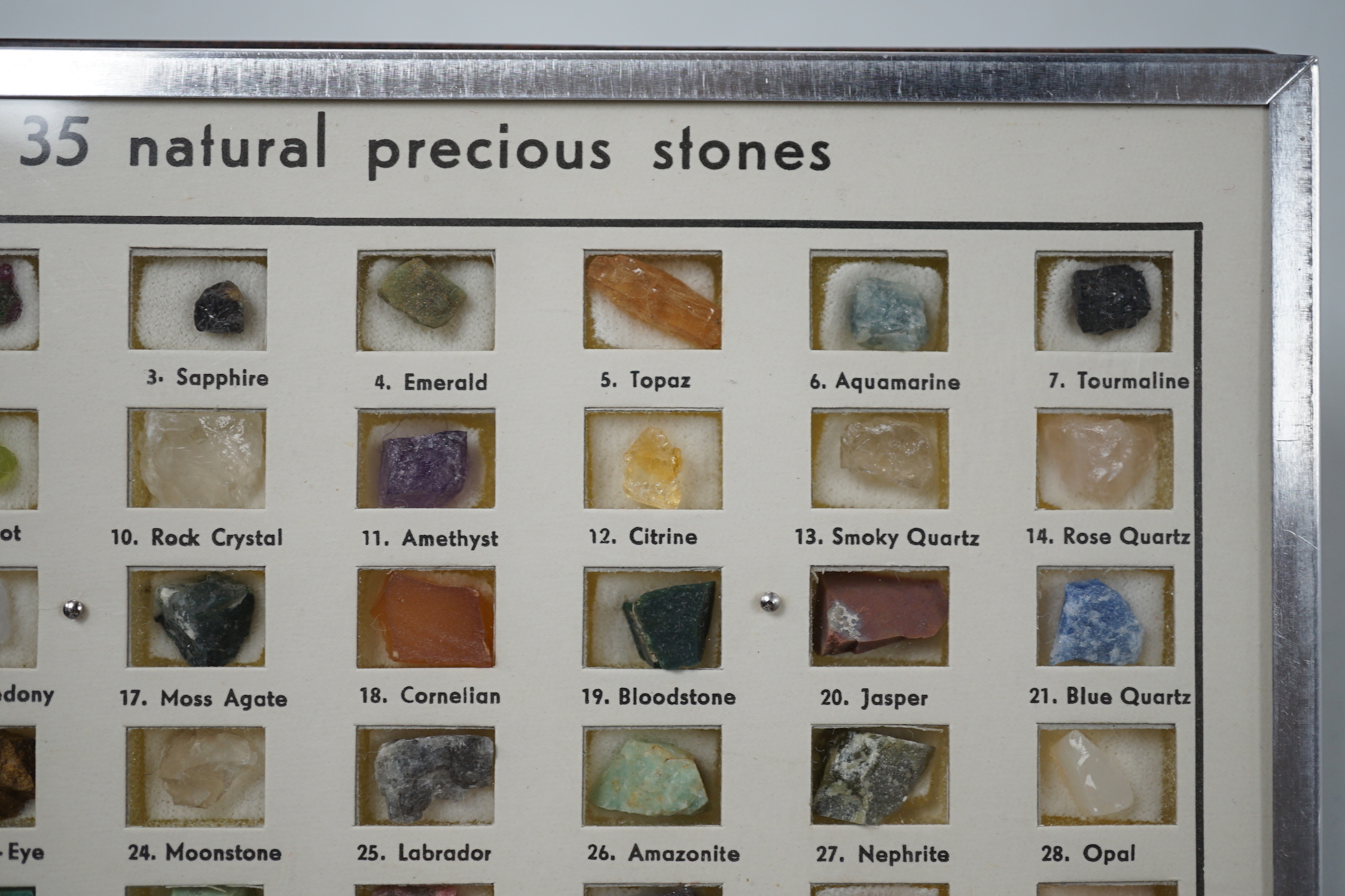 A small presentation booklet containing thirty five natural precious stones.